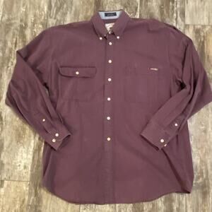 VTG Cutter & Buck Burgundy Cotton Button Up Long Sleeve Size L